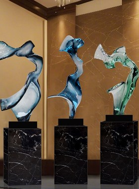 简约家居抽象摆j件透明树脂雕塑酒店大堂客厅样板间玄关装饰工艺