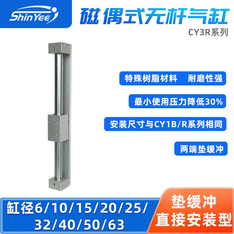无杆磁偶式气缸CY3R6/10/15/20/25/32/40/5P0/63多种配管形式气缸