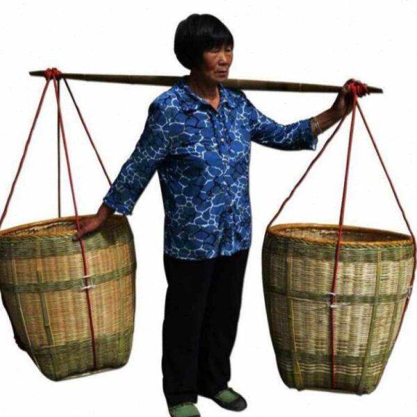 背萝竹编 背篓 家用采茶竹篓篮子斜挎茶娄背楼鱼篓小竹筐