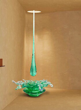 透明树脂水滴空中艺术吊饰装置酒店会G所客厅玄关抽象水花雕塑摆