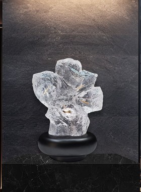 现代简约轻奢家i居透明树脂石头雕塑样板房售楼处艺术装饰桌面摆