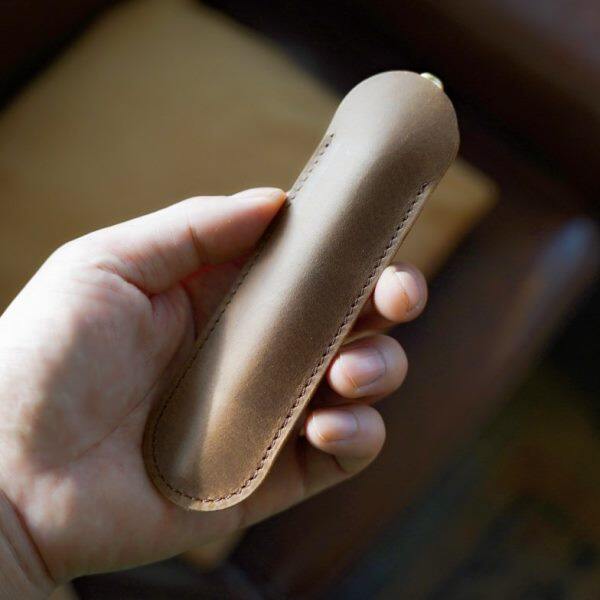 签字笔笔笔袋皮套钢笔纯色头层牛皮复古收纳袋保护套套新款手工潮