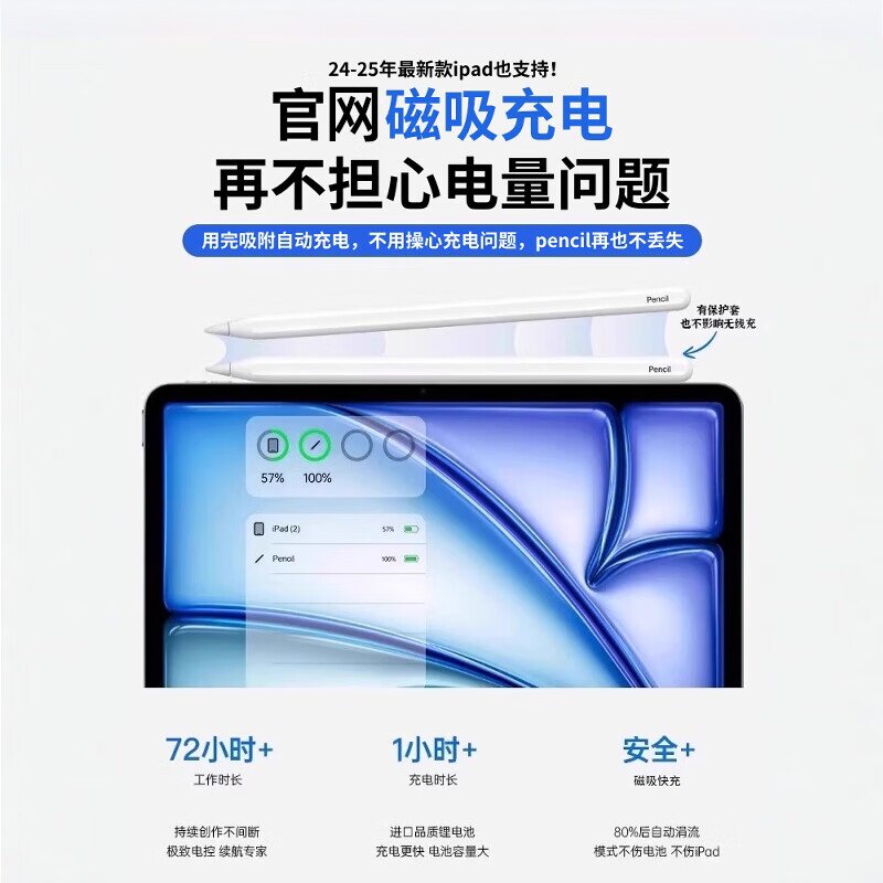 华强北iPad电容笔pencil pro四代适用苹果磁吸防触误触屏笔平替笔