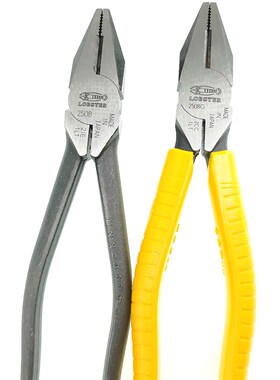 日本进口LOBSER虾牌 8寸钢丝平口钳老虎钳电工综合钳2508G ZP-200