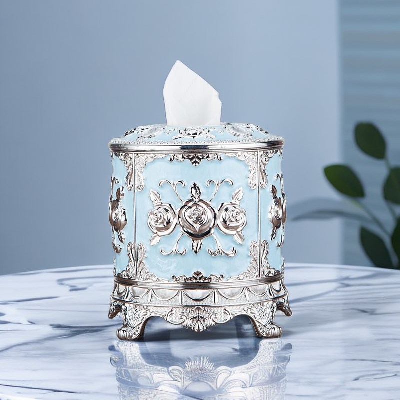 欧式圆纸巾盒圆筒时尚茶几卷纸盒客厅圆桶餐巾盒圆型纸.巾桶纸巾