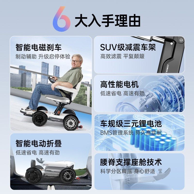 智能全自动电动轮椅超轻便便携式C可折叠老年人小型老人专用代步