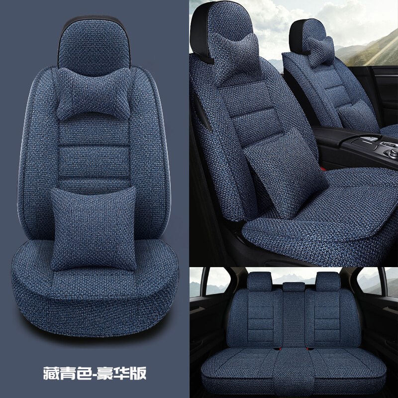 汽车坐垫四季通用k新款夏季全包座椅套亚麻布艺小车座垫全包围座