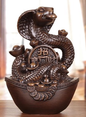 实木招财生肖蛇摆件客厅玄关酒柜蛇工艺品装饰Q家居办公室生日礼