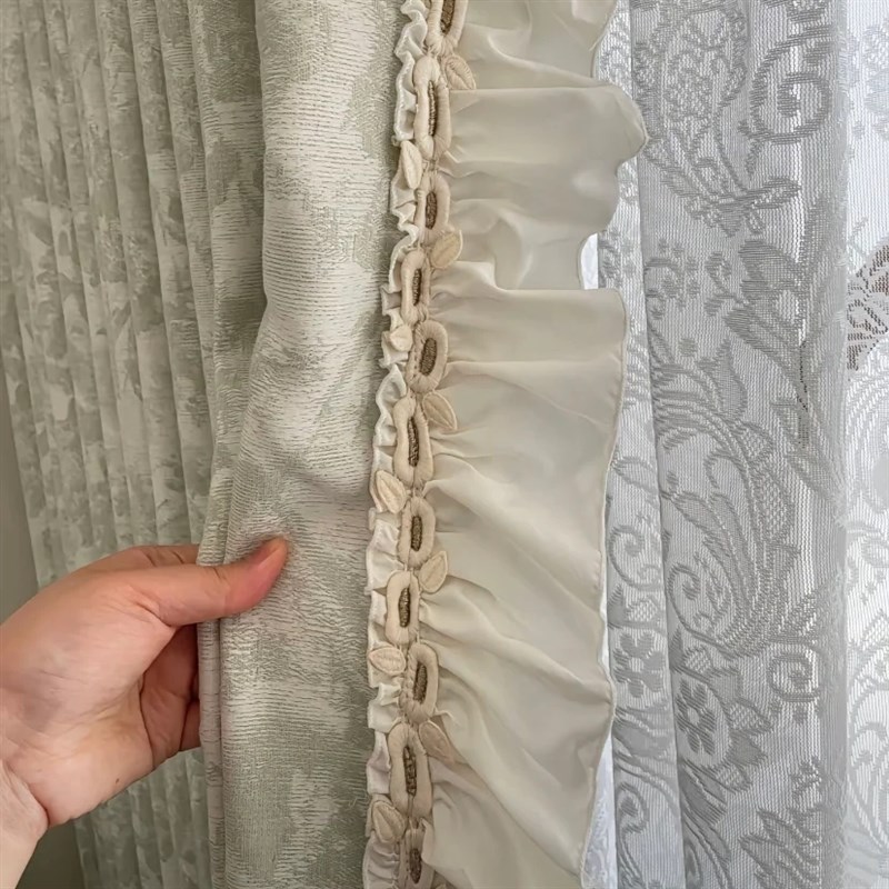 2025新款刺绣豆m豆涤棉木耳荷叶边窗帘布帘装饰花边辅料9公分宽