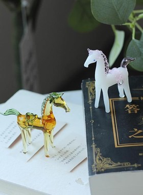 淄博琉璃生肖小马摆件马到成功博山办公室装饰Q桌面玻璃工艺品礼