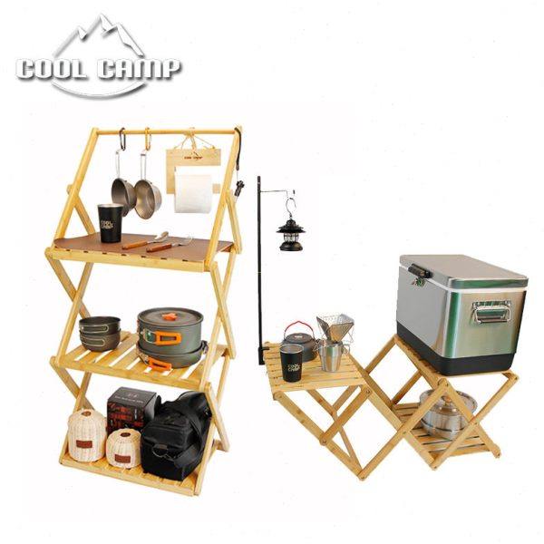 户外野营折叠便携置物架露营厨具台实木户外桌家具三层展示架挂架,户外/登山/野营/旅行用品,户外桌子,淘宝优惠券,粉丝福利购,淘宝优惠卷