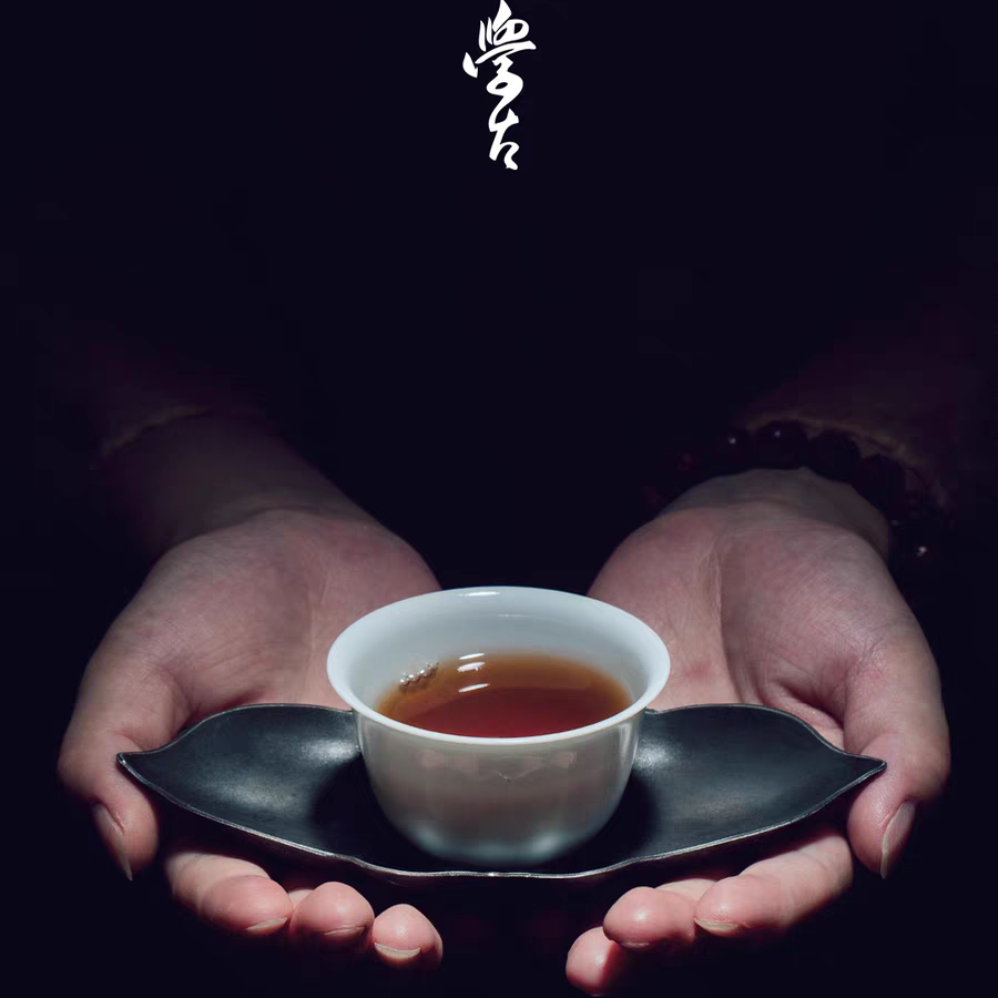 茶器 学古 杜若花造型杯托  纯锡制品 中式复古茶杯垫 单只/套装