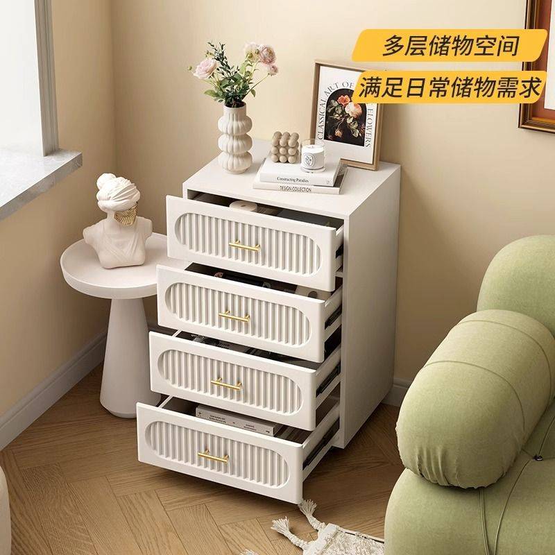 复古风八斗柜可移动卧室收纳储物五斗柜现代简约客厅沙发边抽屉柜