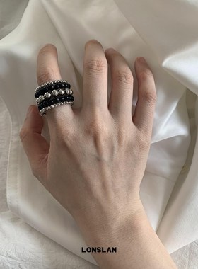 LONSLAN AlCC 2024搭配 复古多层缠绕金属圆珠手工戒指