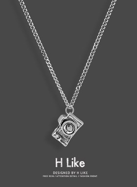 新立体相机项链吊k坠饰品钛钢蛇骨短款卫毛衣链男女气质风配饰潮