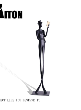 抽象人物看书长腿l雕塑摆件样板房酒店电视柜客厅玄关书房铁艺术