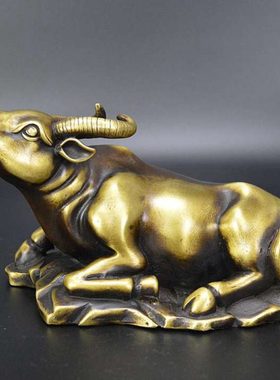 黄铜华尔街牛摆件铜牛炒股牛股市牛生肖牛仿古铜器工艺品家居摆设