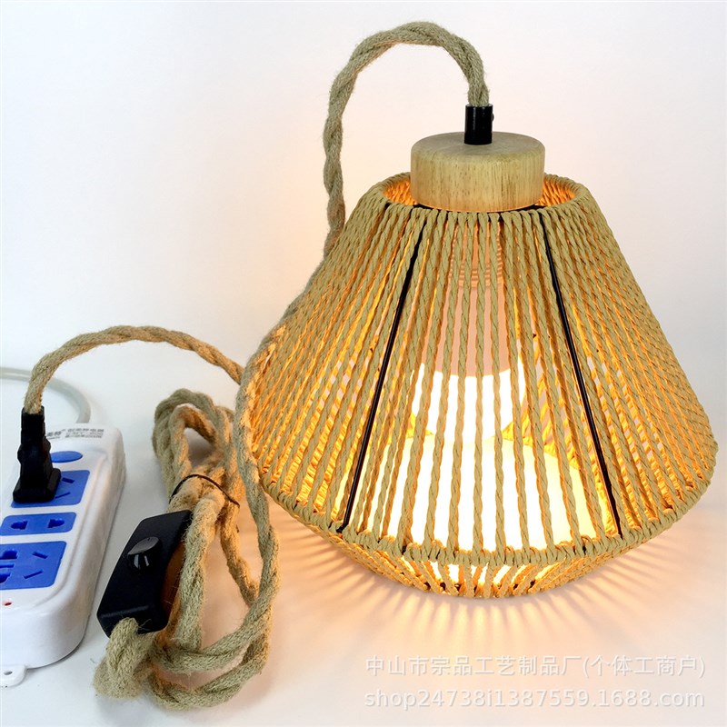 复古麻绳b吊灯民宿酒店创意个性艺术根雕崖柏树枝挂灯茶室氛围灯