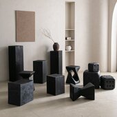 不弄 侘寂风原木树桩床头凳艺术简约现代矮凳 实木墩花架落地日式