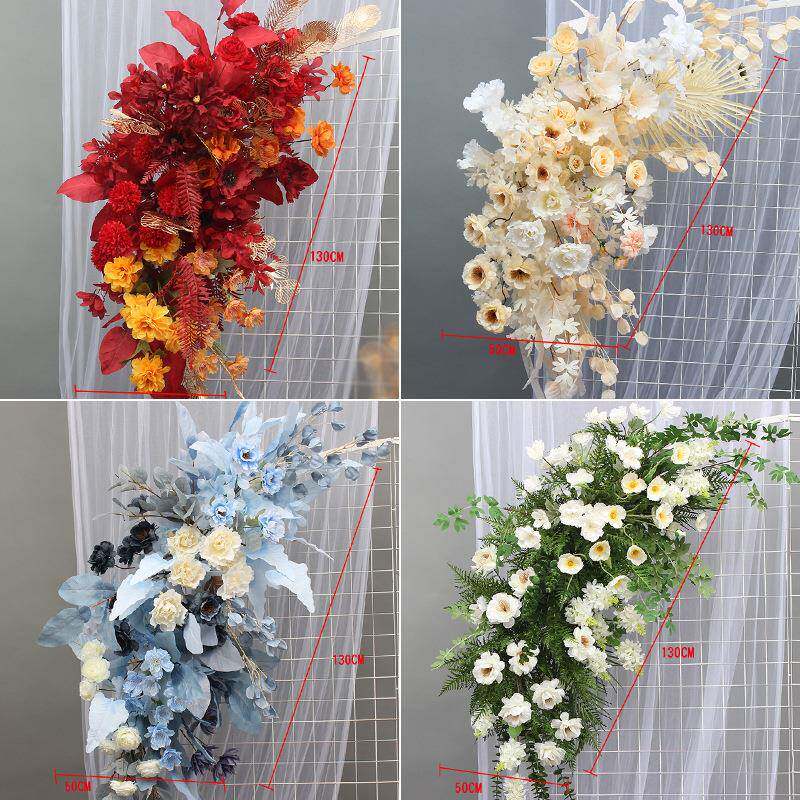 婚庆U型挂花屏风花艺蓝色仿真花婚礼装饰花排成品花艺拱门挂花