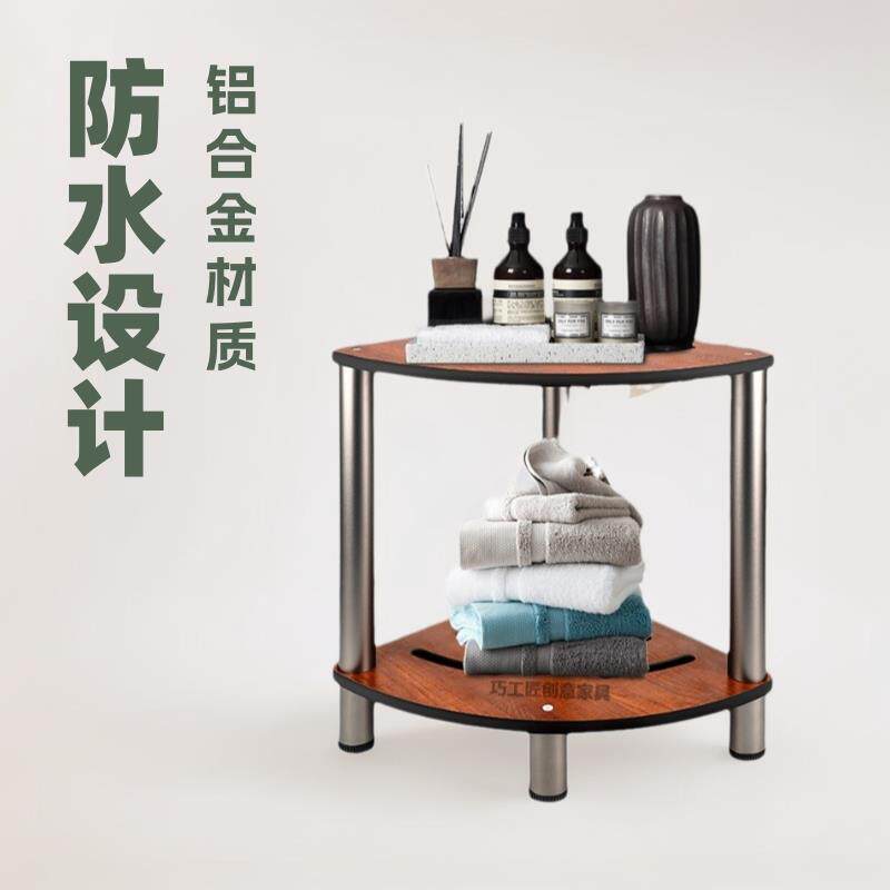 淋浴凳凳子浴室凳浴缸双层扇形防水置物架矮凳垫脚凳墙角跨境新款