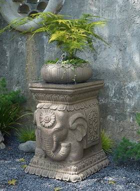 中式摆件庭院露台花园布置石墩阳台造景园林院子户外花盆花架底座