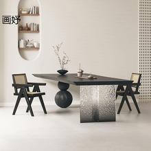 客厅实木茶桌桌椅原木茶台餐桌亚克力渐变板桌家用艺术大尺寸