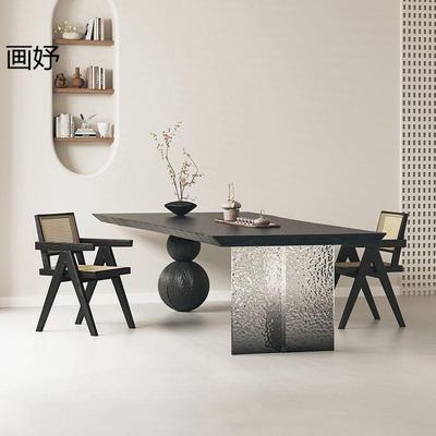 客厅实木茶桌桌椅原木茶台餐桌亚克力渐变板桌家用艺术大尺寸