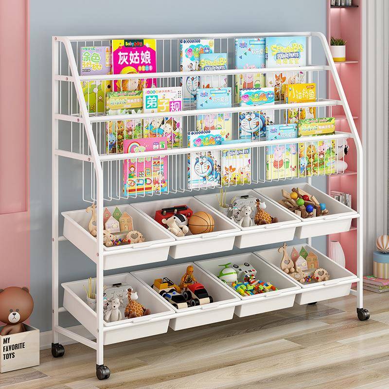儿童书架宝宝绘本玩具收纳架落地多层收纳柜家用幼儿园简约置物架