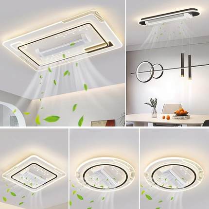 无叶风扇灯客厅灯LED吸顶灯现代简约大气2025新款摇头隐形吊扇灯