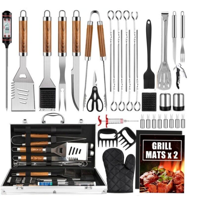 现货铝箱组合烧烤套装 不锈钢BBQ用具烧烤具 户外铲露营烧烤工具