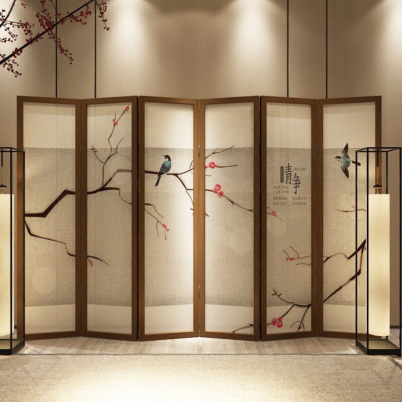 现代中式屏风隔断折屏玄关卧室茶楼客厅餐厅酒店折叠屏风隔断双面