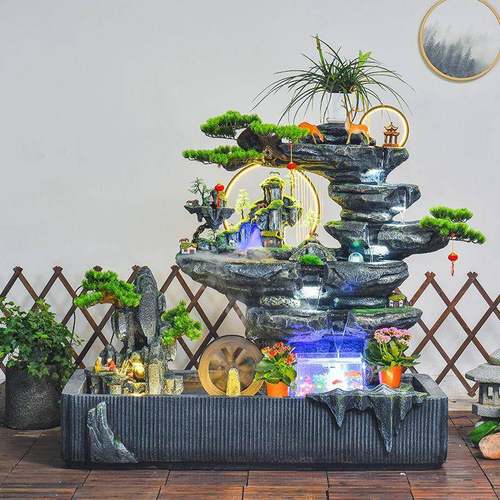 假山流水喷泉庭院花园户外鱼池装饰造景阳台院子角落景观布置摆件