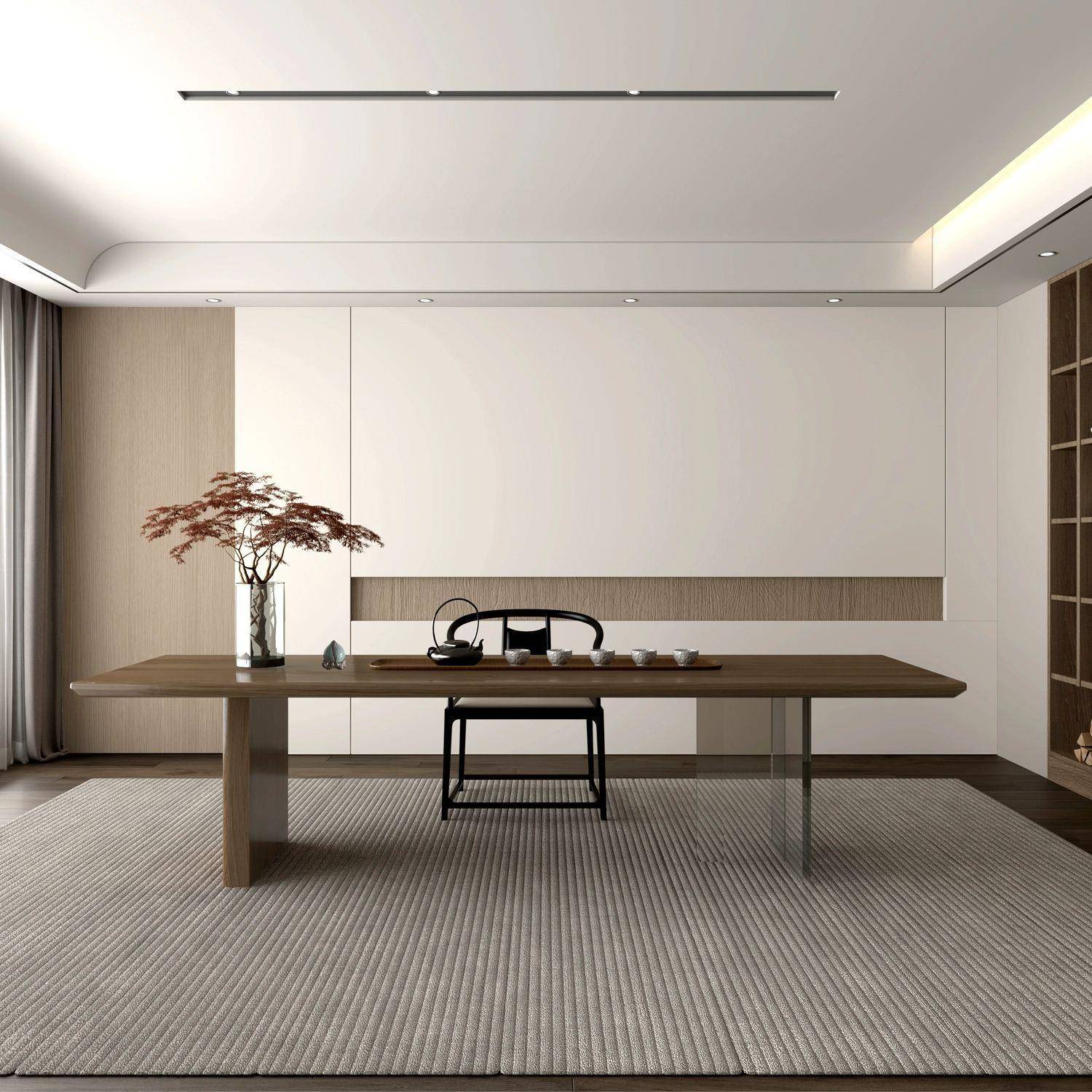 克力悬浮茶桌现代简约办公原木大板亚桌洽室桌实木谈泡茶桌RLR椅