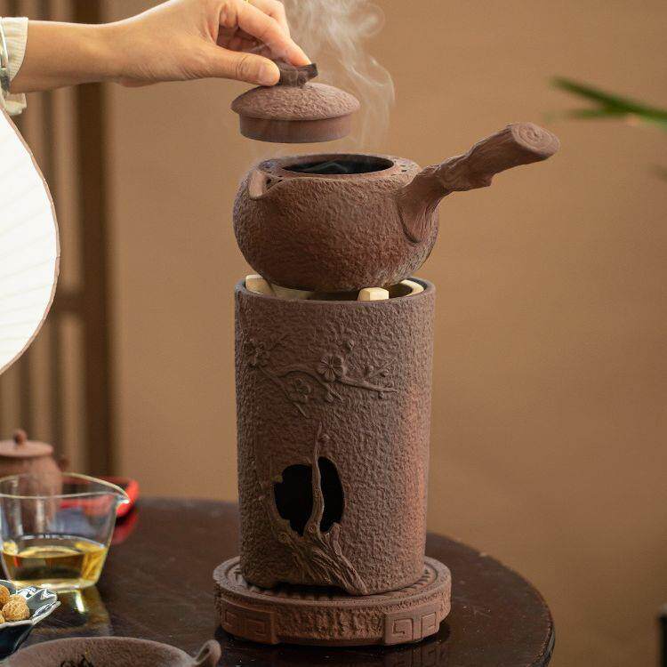 木炭烧炉围炉煮罐罐茶器套装酒精灯明火加热户外烧水陶瓷侧把壶