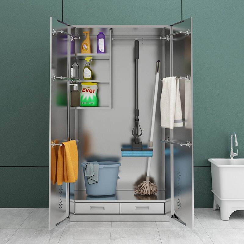 304不锈钢清洁柜保洁柜工具整理柜学校家用阳台拖把扫把收纳柜子