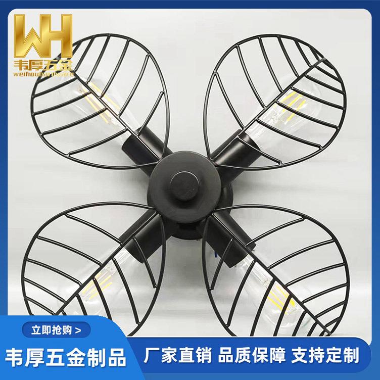 风扇灯直升机吊扇灯LED餐厅儿童房卧室电扇灯铁艺四叶灯罩厂家