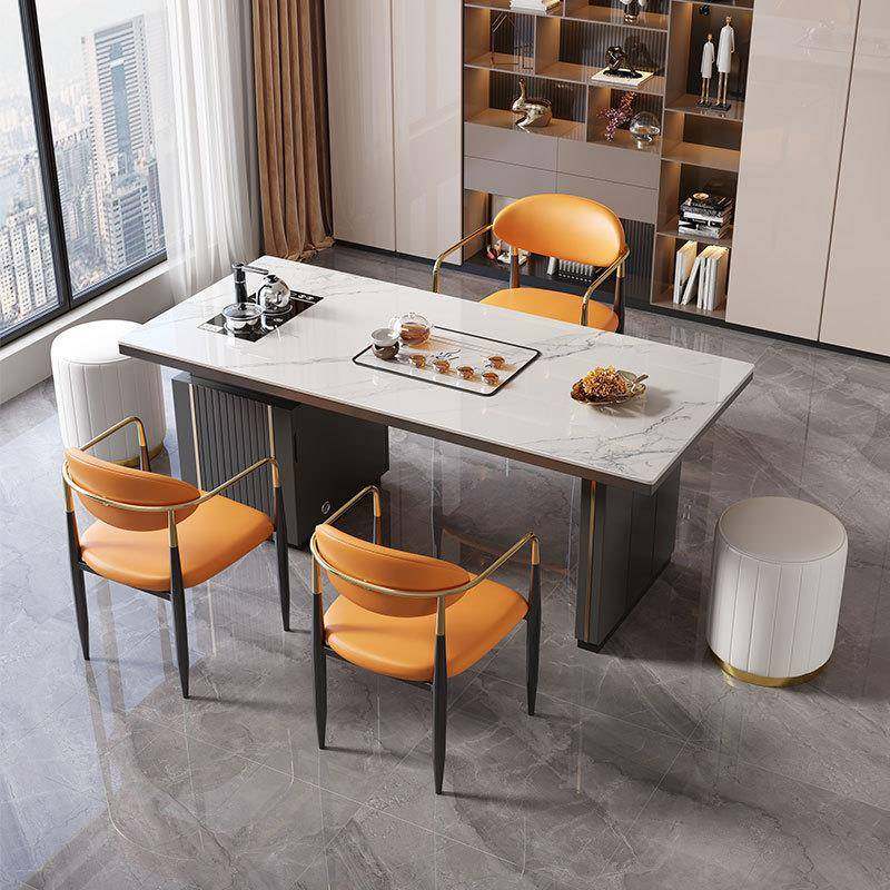 致格轻奢岩板茶桌椅组合现代简约家用阳台小茶台泡茶桌办公室一桌