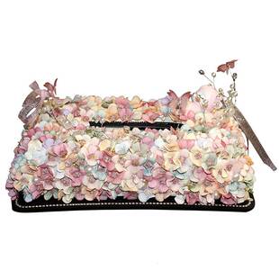 车用纸巾盒车内纸抽盒创意花树脂鹿装饰时尚抽纸盒座式摆件