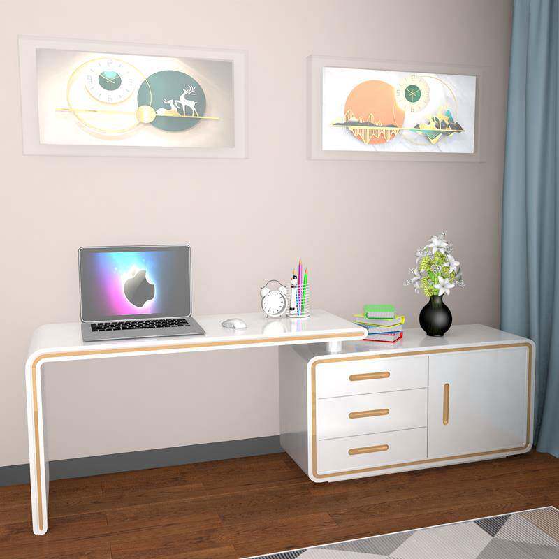 电脑桌台式家用卧室转角简易办公学习现代简约白色小户型书桌