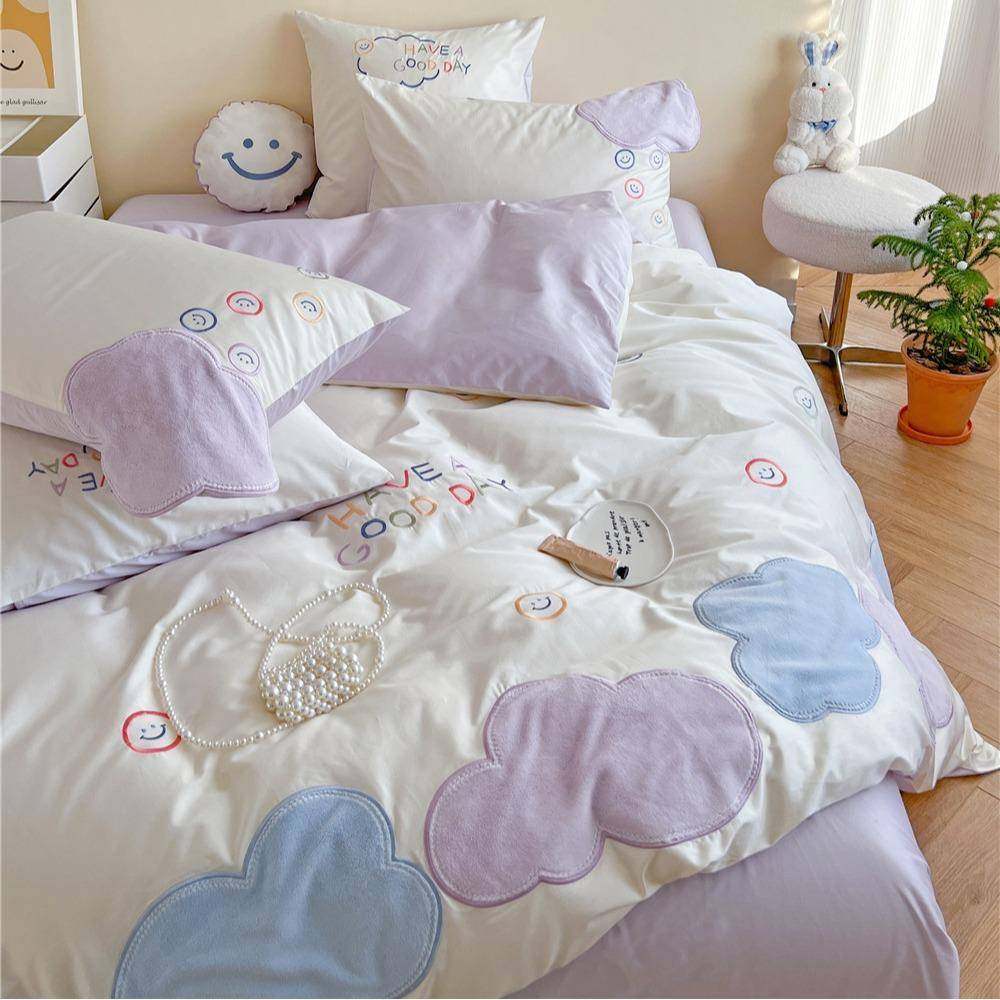澳棉贡缎纯棉三四件套笑脸云朵立体贴布绣被套儿童床品,床上用品,床品套件/四件套/多件套,淘宝优惠券,粉丝福利购,淘宝优惠卷