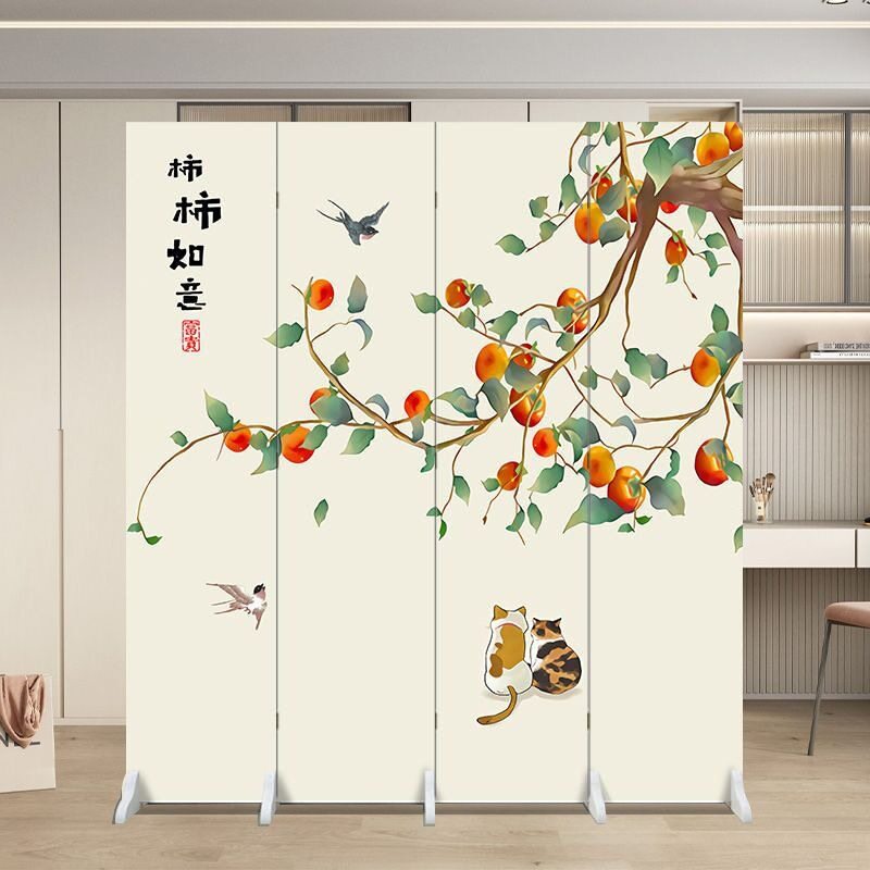 中式山水屏风隔断客厅办公室玄关卧室折叠移动入户门遮挡家用折屏