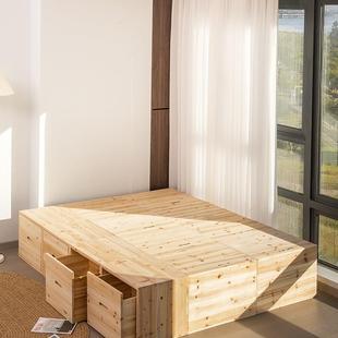 榻榻米木箱拼床储物箱拼接床箱长方形飘窗柜实木收纳箱加宽柜