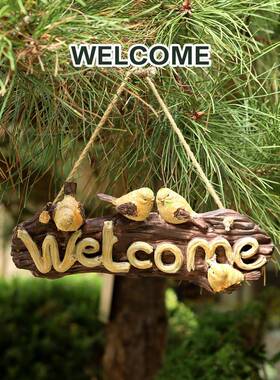 外创意花园庭院脂欢迎光树临挂阳台造景网红小户院装牌t56176饰壁