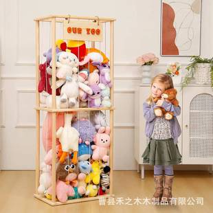 跨境木制卡通收纳架填充物储物架公仔玩偶置物架玩具整理架