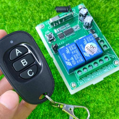 12V-24V 2路无线灯具开关 电动门道闸窗帘电机正反转开关+HYD-2键