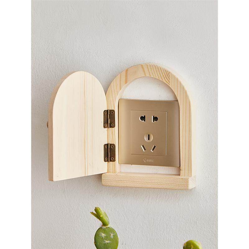 实木开关保护套贴墙贴家用插座装饰框遮挡保护盖防触电罩按钮箱