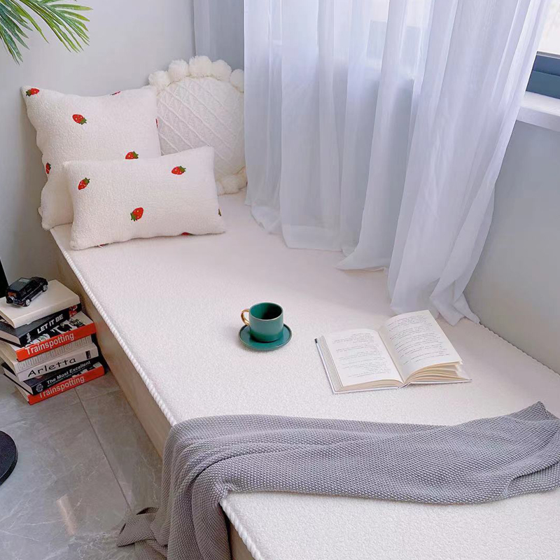 网红毛绒飘窗垫j窗台垫简约四季通用韩式防滑定制阳台垫2021新款