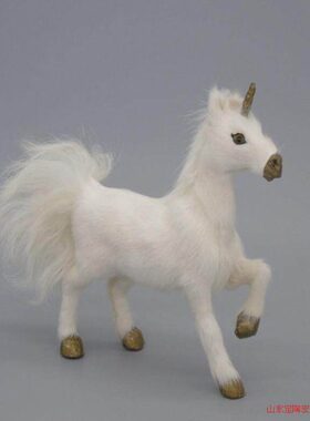 仿真皮毛动物模型 摄影道具 仿真天马 独角兽 标本家居摆件仿真马