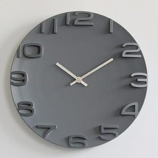 简约现代3D立体数字挂钟静音圆形石英钟挂表卧室客厅时钟时尚 创意